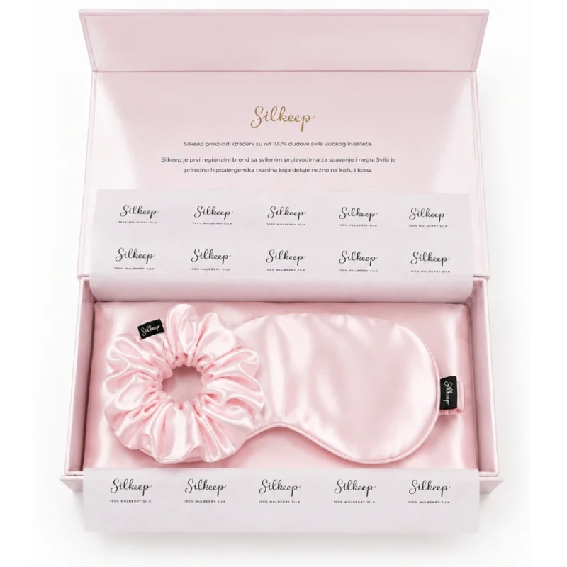 Silkeep baby roze paket jastučnica maska gumica j-m-g u kutiji
