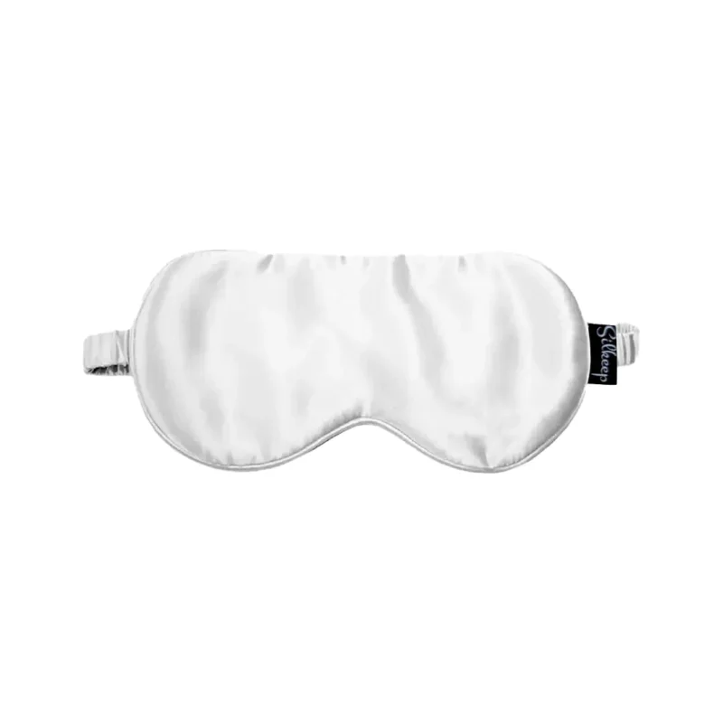 Svilena bela maska za spavanje sa etiketom