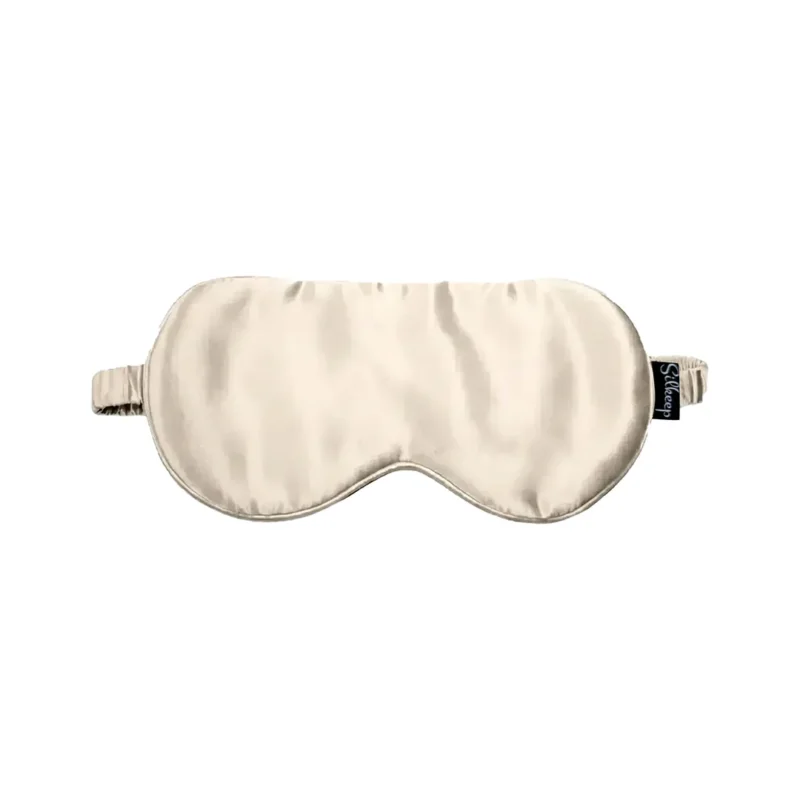 Svilena bež maska za spavanje sa etiketom