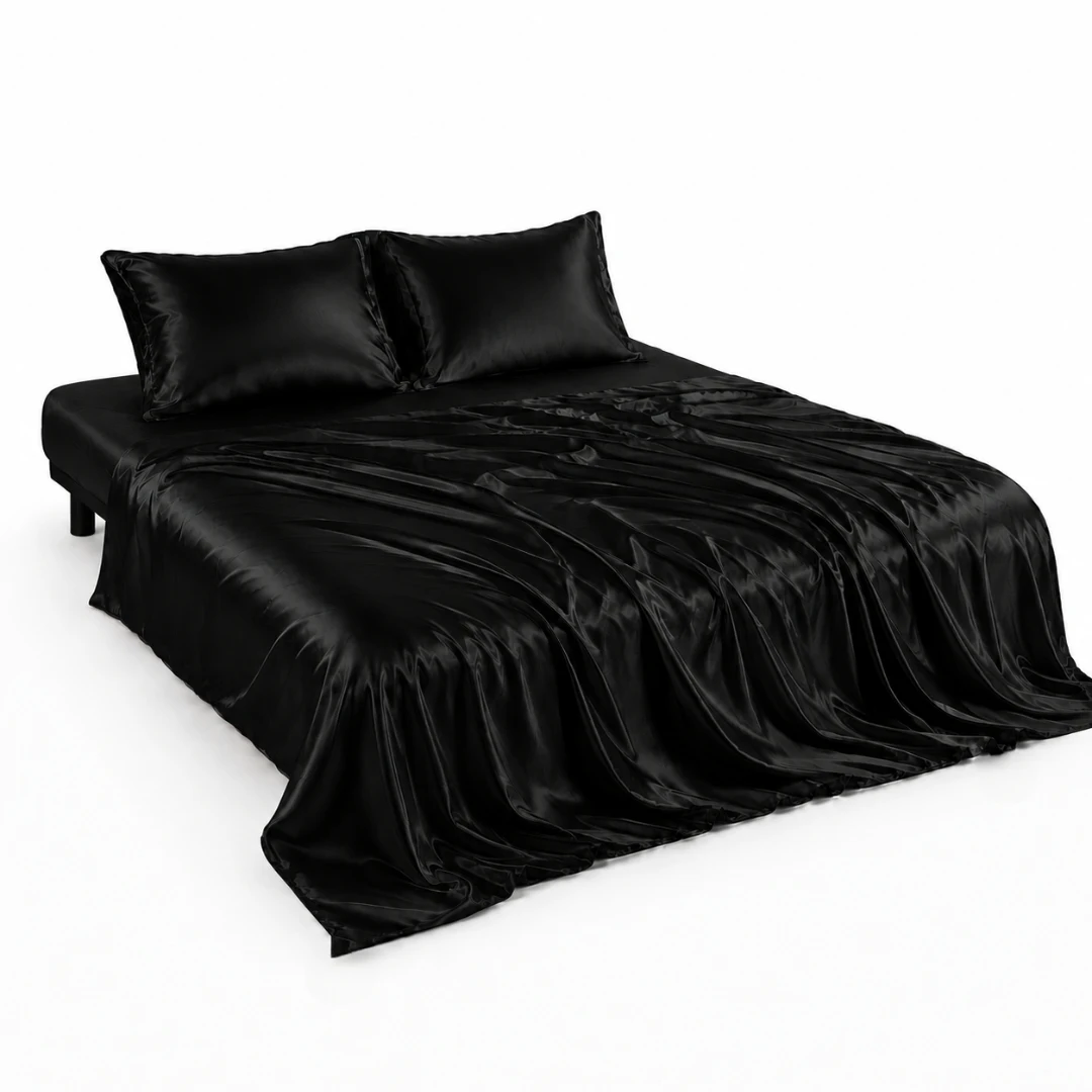 Silkeep svilena crna komplet double posteljina Silkeep svilena crna komplet double posteljina