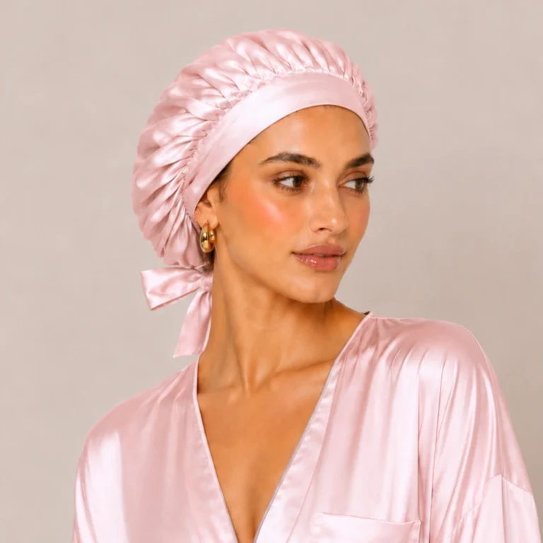 Silkeep svilena baby roze noćna kapa l sa modelom