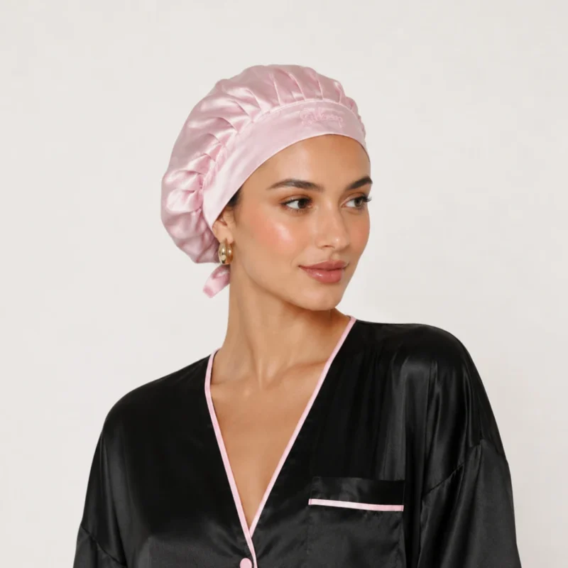Silkeep svilena baby roze noćna kapa m sa modelom