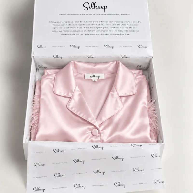 Silkeep baby roze svilena pidžama sa perjem u kutiji