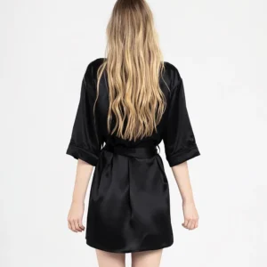 100% Svileni Crni Kimono - Image 2