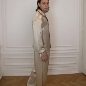 100% Svilena Muška Bež Pidžama