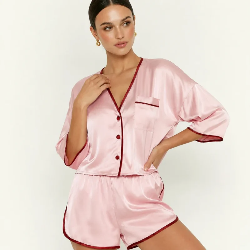 Silkeep svilena baby roze letnji set napred