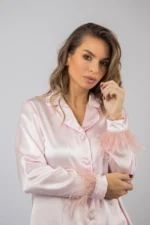 100% Svilena Baby Roze Pidžama sa Perjem - Слика 2