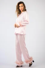100% Svilena Baby Roze Pidžama sa Perjem - Слика 5