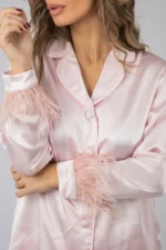 100% Svilena Baby Roze Pidžama sa Perjem - Слика 4