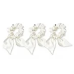 100% Svilene Bele Midi Gumice sa Mašnicom 3cm (3 kom)