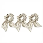 100% Svilene Bež Midi Gumice sa Mašnicom 3cm (3 kom)