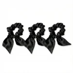 100% Svilene Crne Midi Gumice sa Mašnicom 3cm (3 kom)