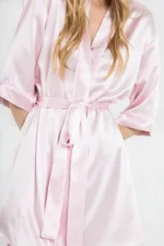 100% Svileni Baby Roze Kimono - Слика 3