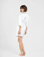 100% Svileni Beli Kimono - Слика 2