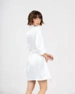 100% Svileni Beli Kimono - Слика 5