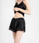 100% Svileni Crni Baby Doll Komplet - Слика 5
