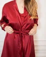 100% Svileni Crveni Kimono - Слика 5