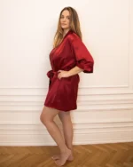 100% Svileni Crveni Kimono - Слика 6
