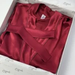 100% Svileni Crveni Kimono - Слика 9